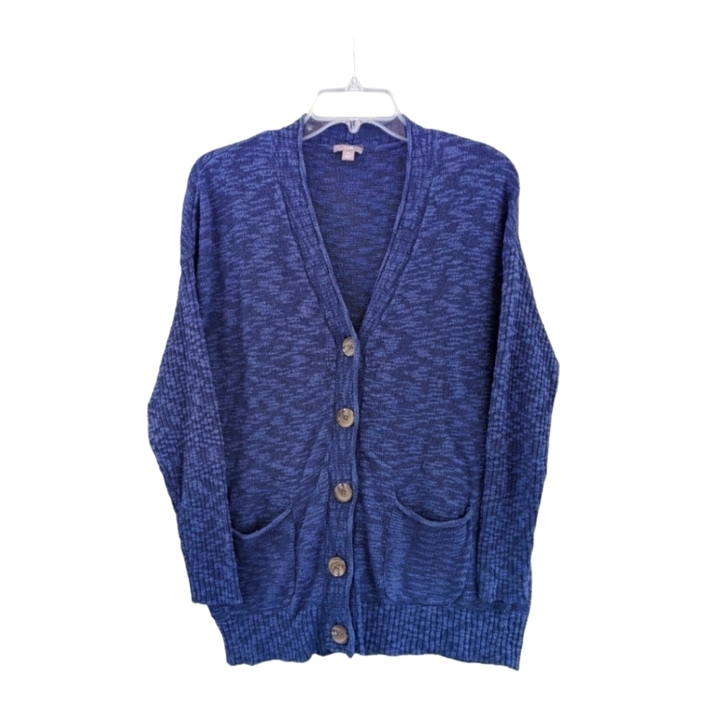 J.JILL textured heather blue cardigan Size Medium Petite Academia